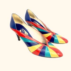 Leyla Mitra Jewel Tone Stripe Heels